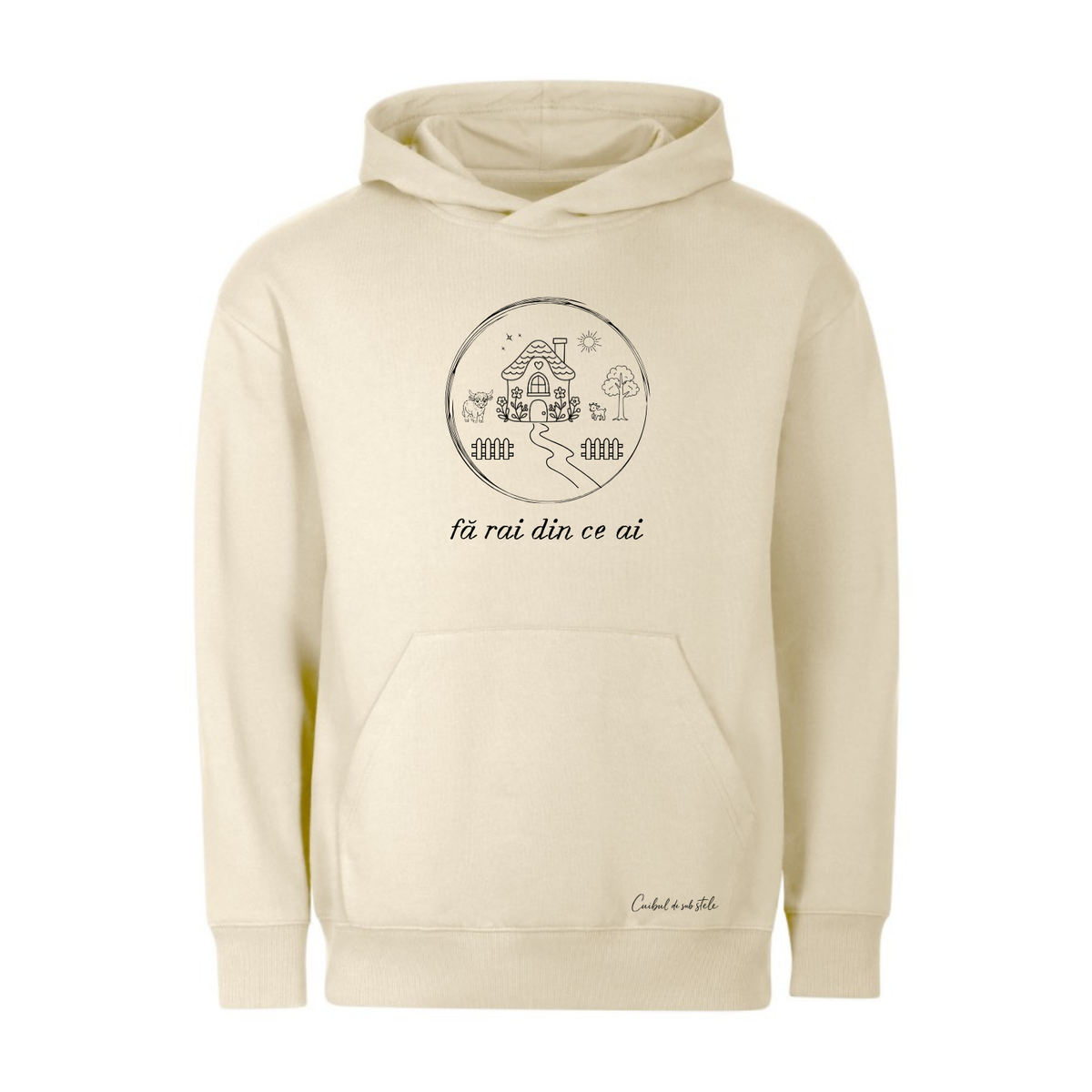 Hoodie „Fă rai din ce ai” - Bej