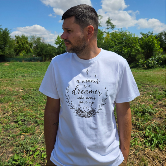 Tricou bărbați „A winner is a dreamer” - Alb