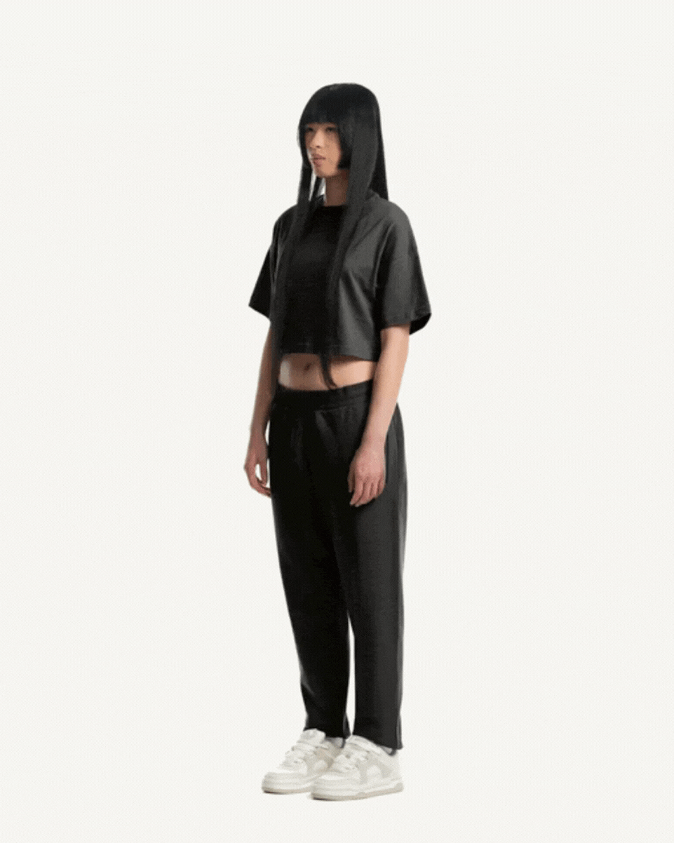 Tricou WATC Oversized Cropped Black
