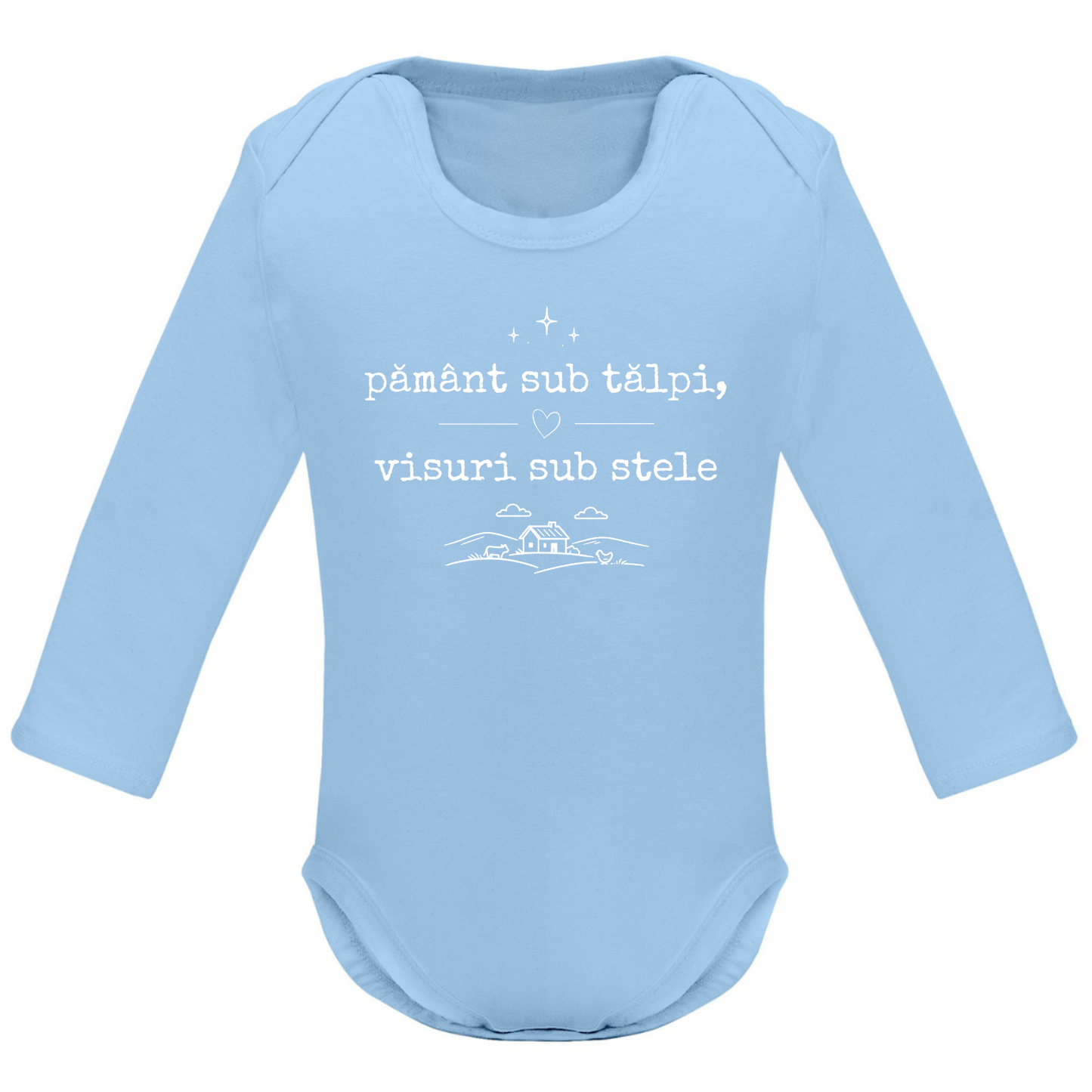 Body pentru bebeluși „Pământ sub tălpi” - Albastru