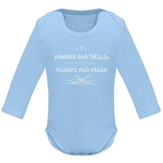 Body pentru bebeluși „Pământ sub tălpi” - Albastru