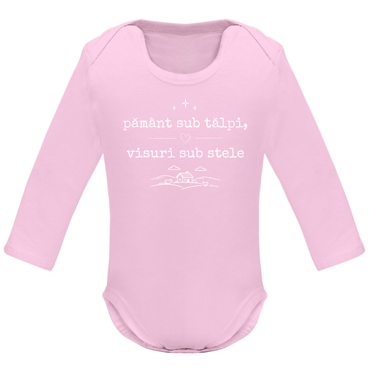 Body pentru bebeluși „Pământ sub tălpi” - Roz