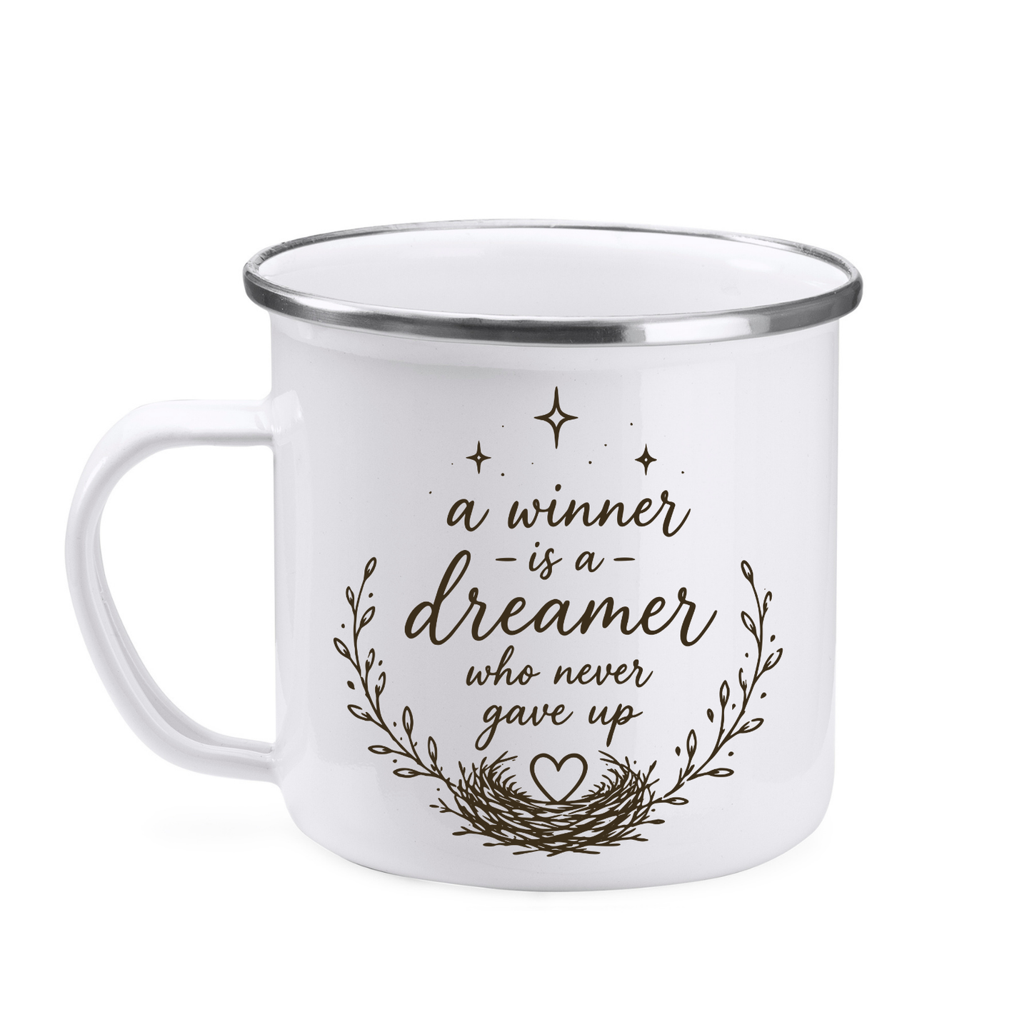 Cană emailată „A winner is a dreamer”