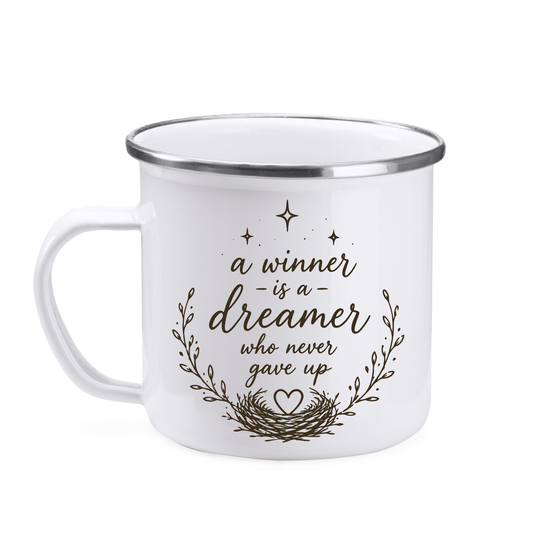 Cană emailată „A winner is a dreamer”