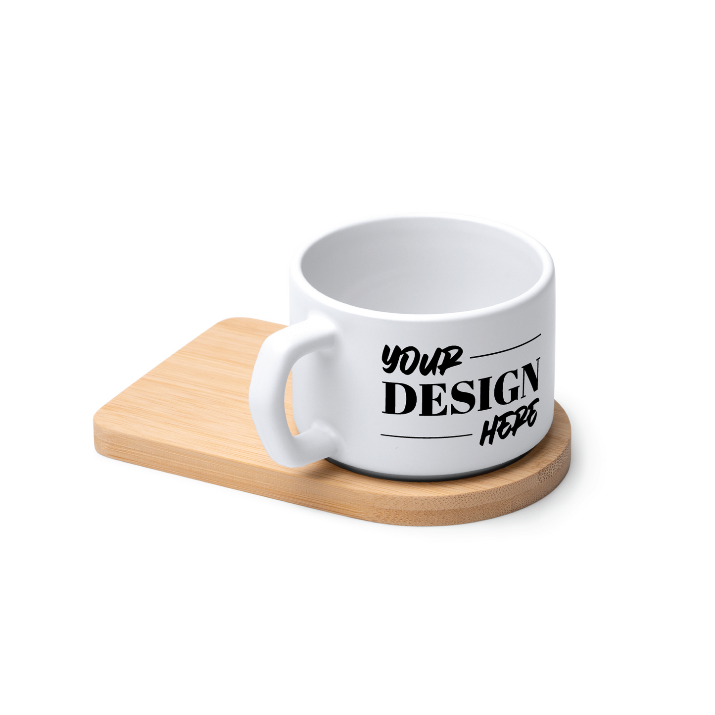 Cană ceramică cu tăviță bambus