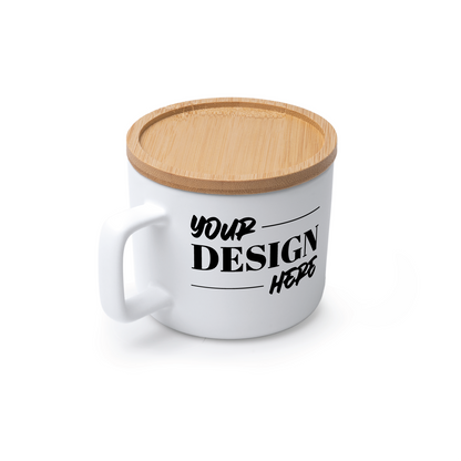 Cană ceramică cu capac bambus