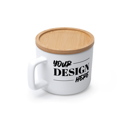 Cană ceramică cu capac bambus