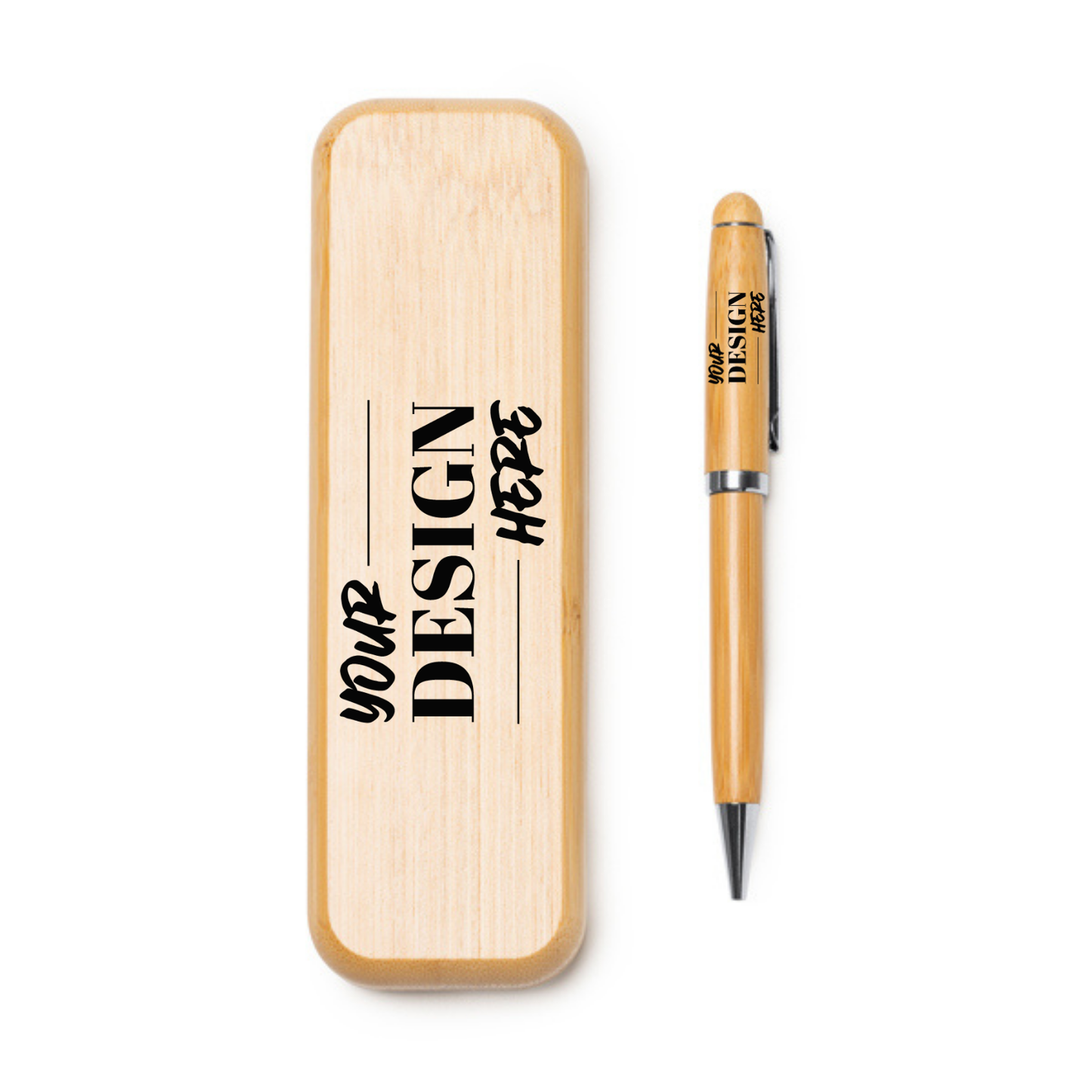 Set pix și cutie din bambus personalizat
