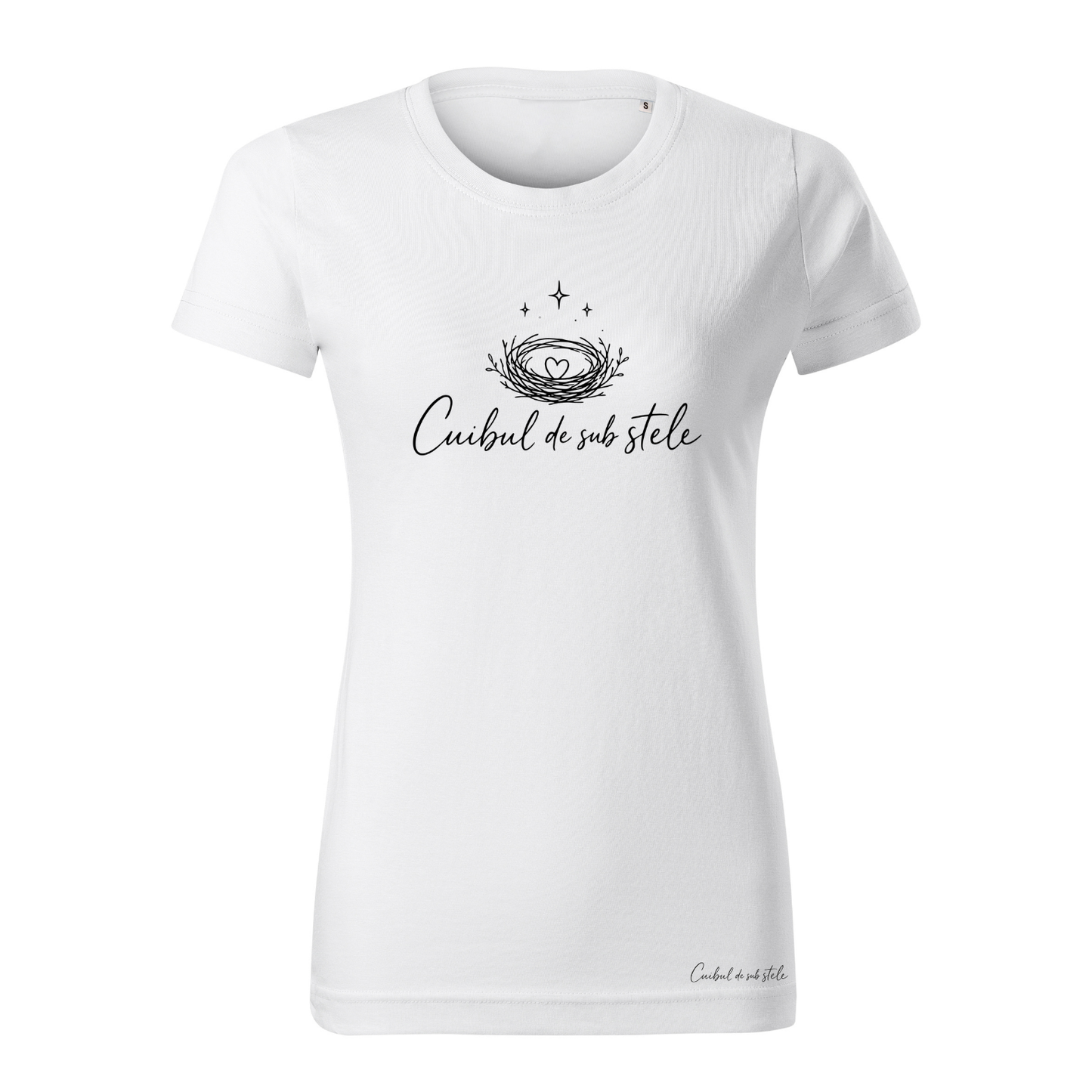 Tricou damă „Cuibul de sub stele” - Alb