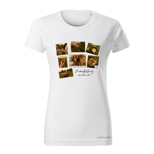 Tricou damă „Manifesting my dream life” - Alb