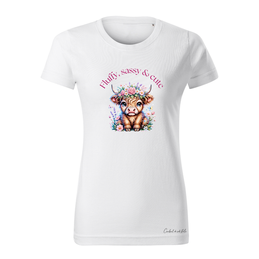 Tricou damă „Fluffy, sassy & cute” - Alb