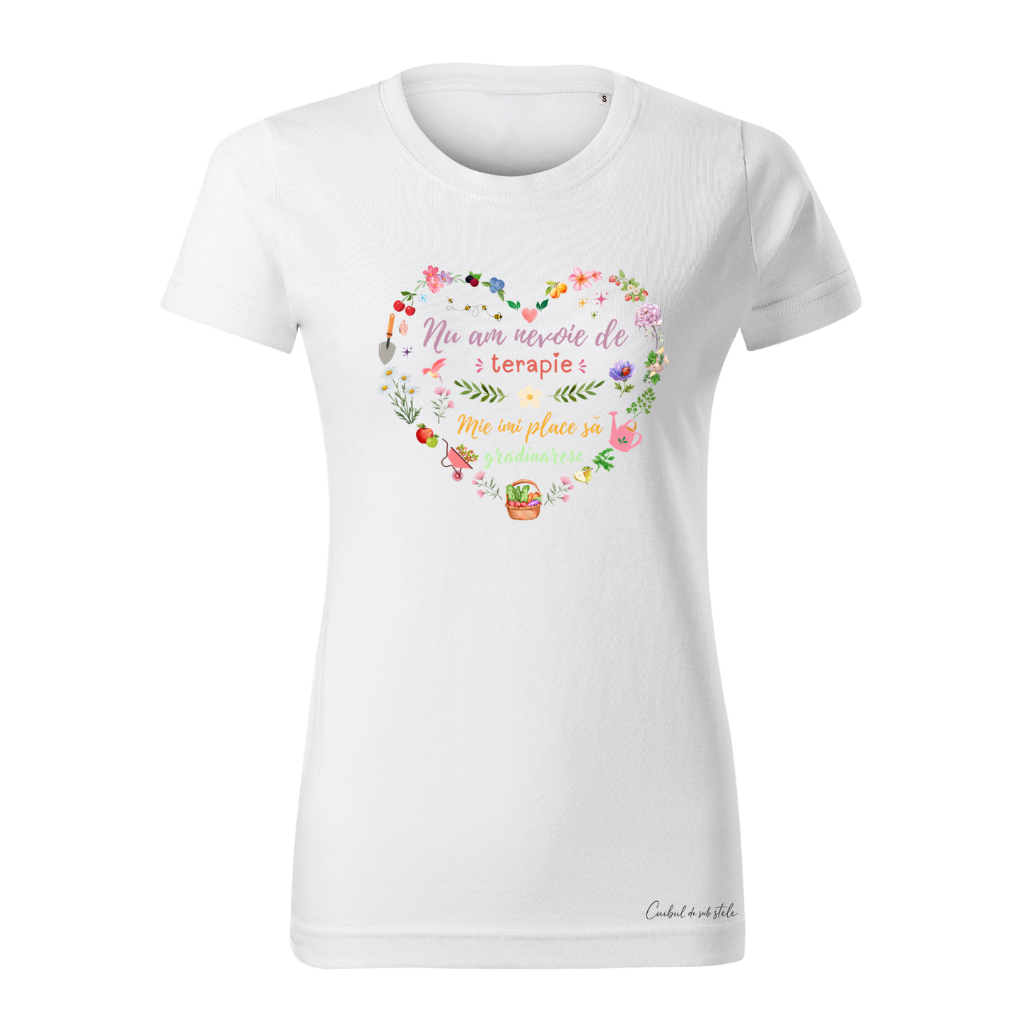 Tricou damă „Mie îmi place să grădinăresc” - Alb