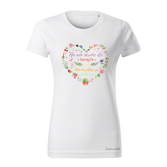 Tricou damă „Mie îmi place să grădinăresc” - Alb
