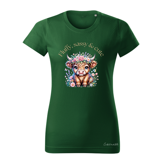 Tricou damă „Fluffy, sassy & cute” - Verde