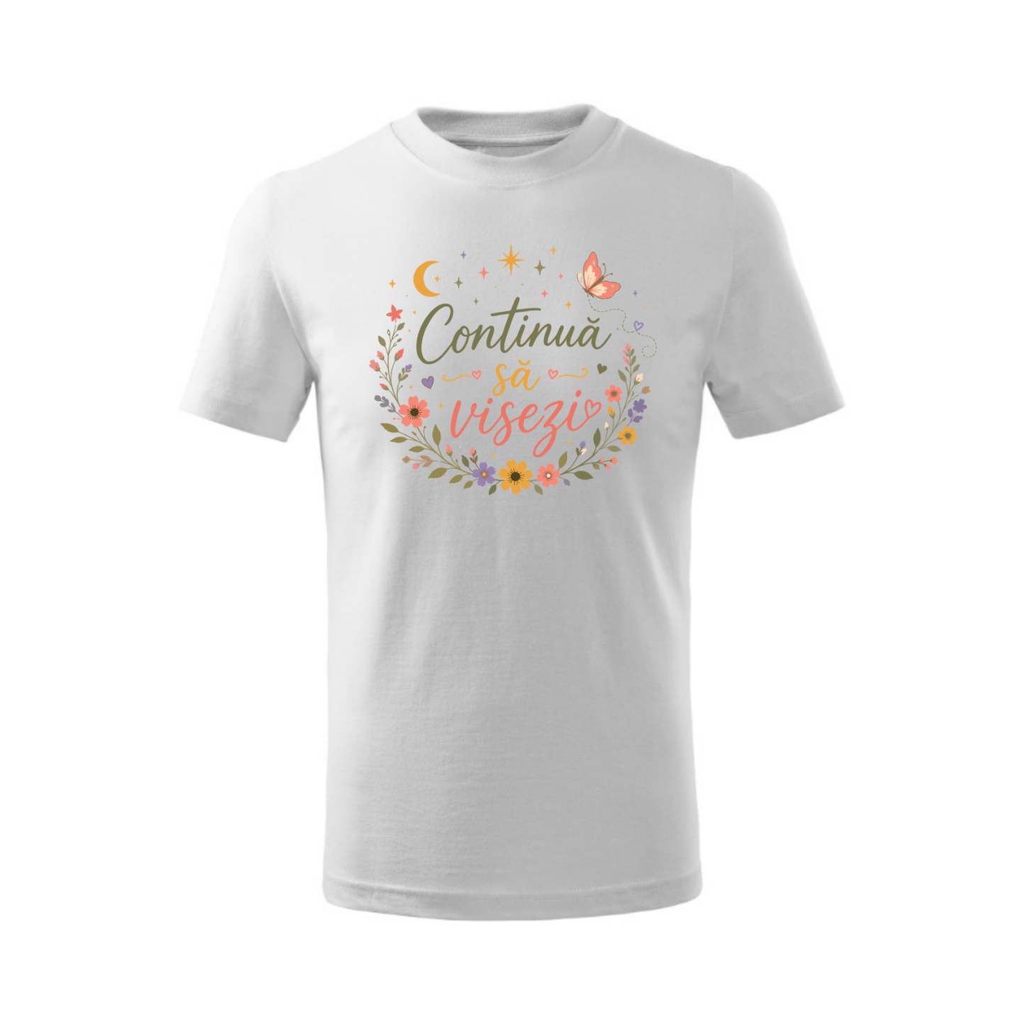 Tricou pentru fetițe „Continuă să visezi 2” - Alb