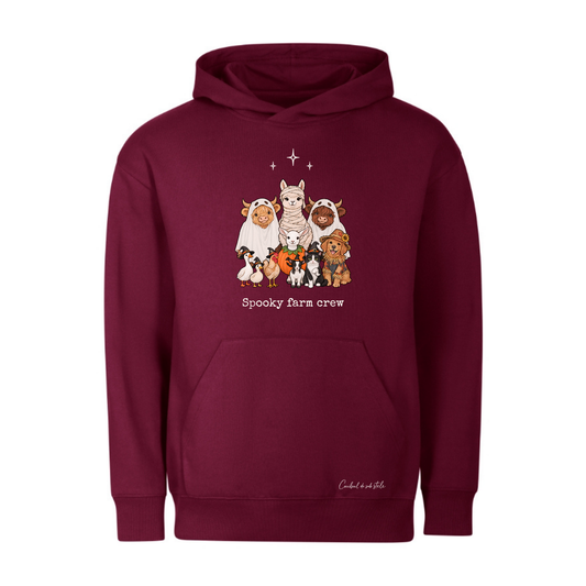 Hoodie „Spooky Farm Crew” - Burgundy