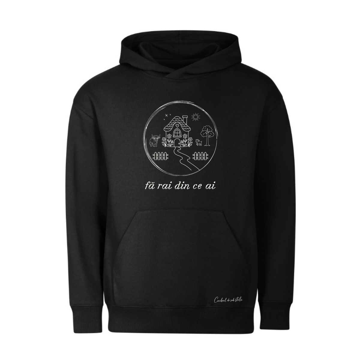 Hoodie „Fă rai din ce ai” - Negru