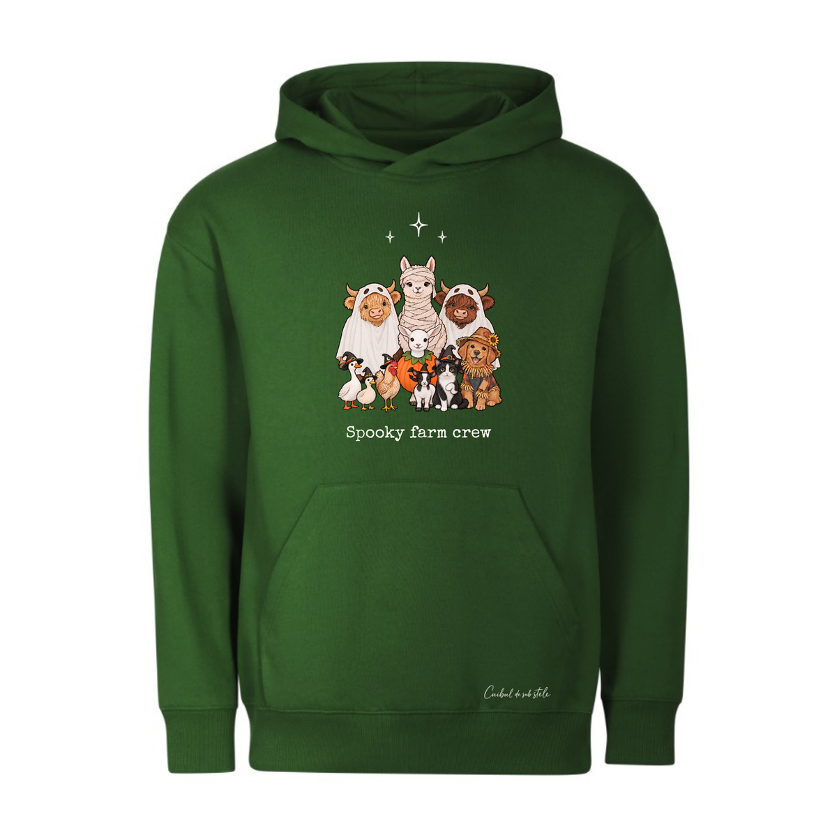 Hoodie „Spooky Farm Crew” - Verde