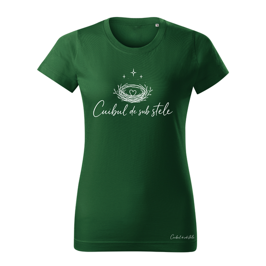 Tricou damă „Cuibul de sub stele” - Verde