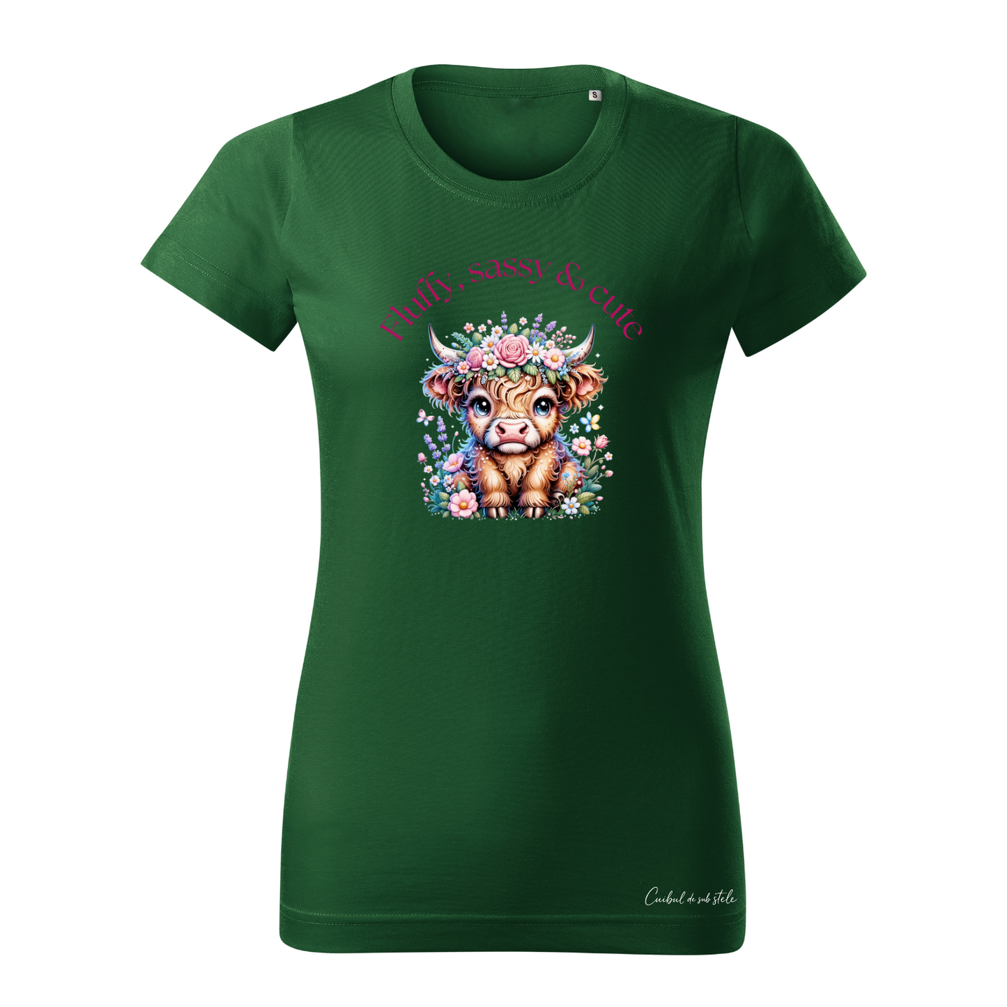 Tricou damă „Fluffy, sassy & cute” - Verde